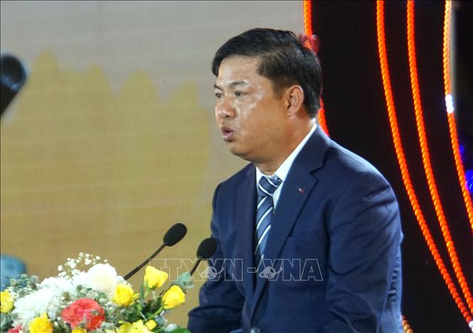 Ông Lương Nguyễn Minh Triết - Bí thư Tỉnh ủy Quảng Nam - phát biểu tại lễ kỷ niệm. Ảnh: Trịnh Bang Nhiệm - TTXVN