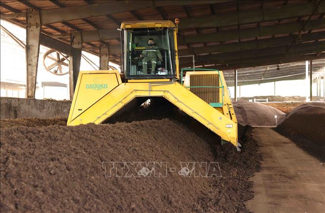 Sản xuất phân bón hữu cơ, sinh học và vi sinh tại nhà máy của Tập đoàn TH. Ảnh: Vũ Sinh - TTXVN