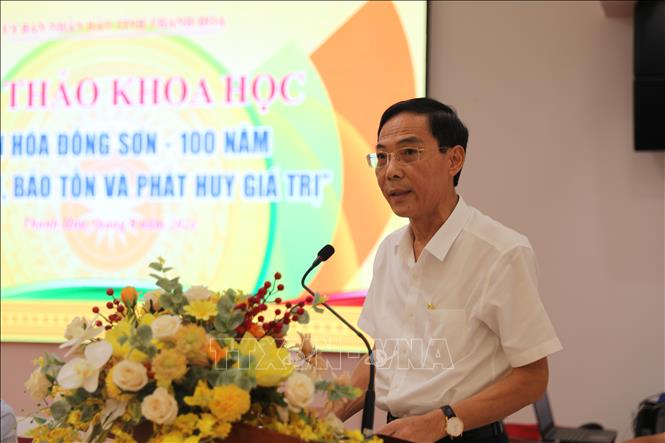 Phó Chủ tịch UBND tỉnh Thanh Hóa Đầu Thanh Tùng phát biểu tại hội thảo. Ảnh: Hoa Mai - TTXVN 