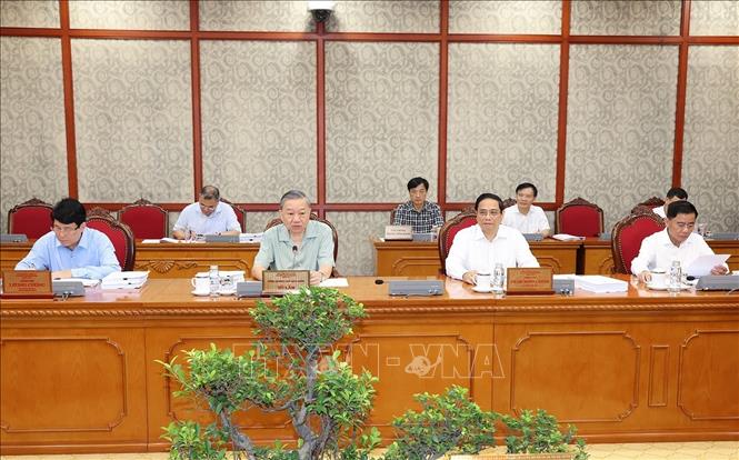 Tổng Bí thư, Chủ tịch nước Tô Lâm chủ trì Phiên họp thường kỳ Bộ Chính trị. Ảnh: Trí Dũng – TTXVN