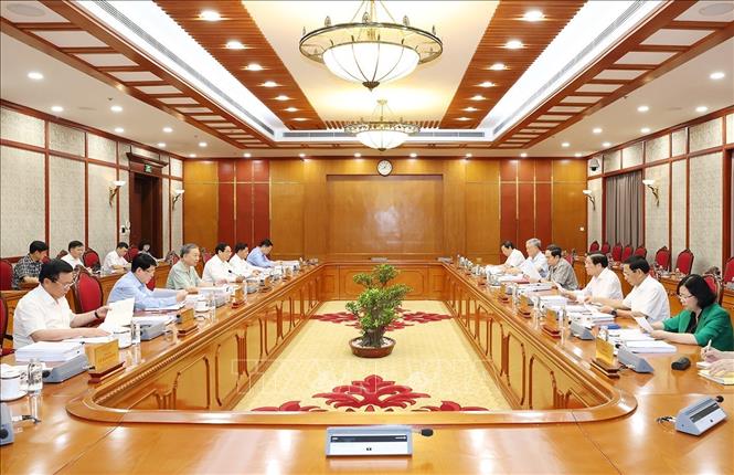 Phiên họp thường kỳ Bộ Chính trị dưới sự chủ trì của Tổng Bí thư, Chủ tịch nước Tô Lâm. Ảnh: Trí Dũng – TTXVN
