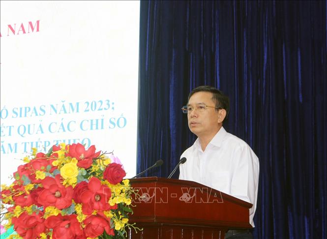 Phó Chủ tịch UBND tỉnh Hà Nam Trần Xuân Dưỡng phát biểu tại hội nghị. Ảnh: Nguyễn Chinh - TTXVN