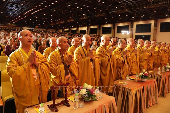 Buddhist monks at the festival. VNA Photo: Đức Phương