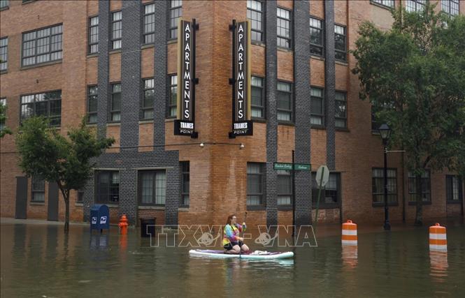 Ngập lụt sau bão Debby tại bang Maryland, Mỹ ngày 9/8/2024. Ảnh: AP/TTXVN