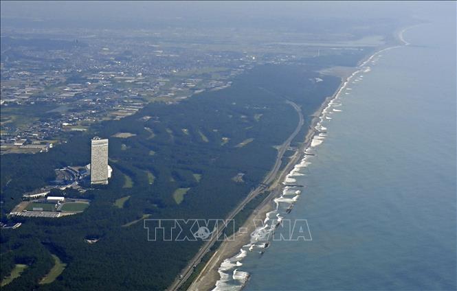Quang cảnh bờ biển thành phố Miyazaki, tiếp giáp Rãnh Nankai, miền Tây Nam Nhật Bản. Ảnh: Kyodo/TTXVN