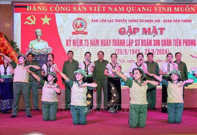 Chương trình nghệ thuật chào mừng tại buổi gặp mặt. Ảnh: Trọng Đức - TTXVN