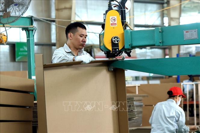 Máy đóng ghim tự động. Ảnh: Tuấn Anh – TTXVN