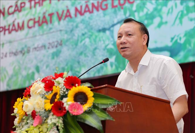 PGS.TS Nguyễn Đức Sơn, Hiệu trưởng trường Đại học Sư phạm Hà Nội phát biểu. Ảnh: Thanh Tùng - TTXVN