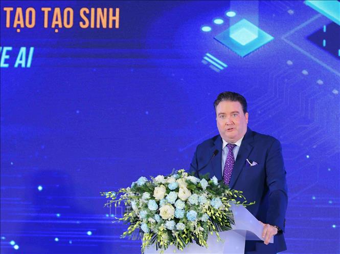 Đại sứ Hoa Kỳ tại Việt Nam Marc Evans Knapper phát biểu. Ảnh: Hoàng Hiếu - TTXVN
