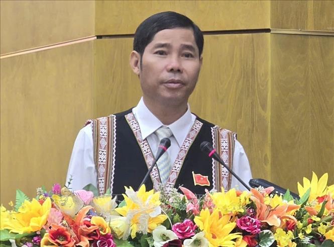 Ông Trần Minh Sơn tái đắc cử chức Chủ tịch Ủy ban MTTQ Việt Nam tỉnh Gia Lai khóa XI, nhiệm kỳ 2024-2029. Ảnh: TTXVN phát