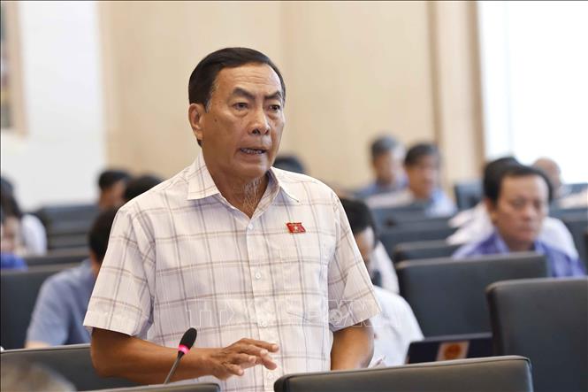 Đại biểu Quốc hội tỉnh Đồng Tháp Phạm Văn Hòa phát biểu. Ảnh: Doãn Tấn - TTXVN