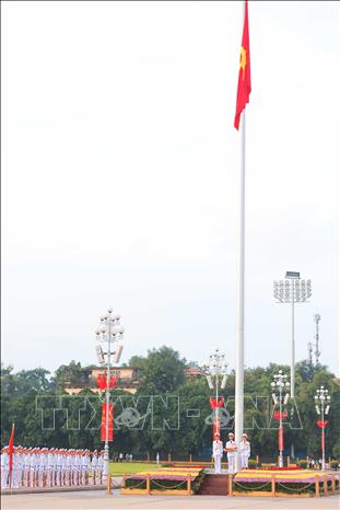 Lễ thượng cờ mừng 79 năm Ngày Quốc khánh tại Quảng trường Ba Đình lịch sử. Ảnh: Hoàng Hiếu - TTXVN