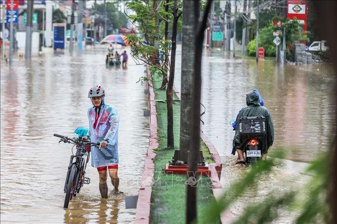 Ngập lụt do mưa lớn gây ra bởi bão Yagi ở tỉnh Rizal, Philippines ngày 2/9/2024. Ảnh: THX/TTXVN 