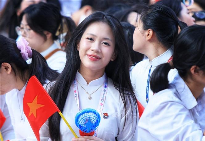Tươi vui đón chào năm học mới. Ảnh: Tuấn Anh - TTXVN