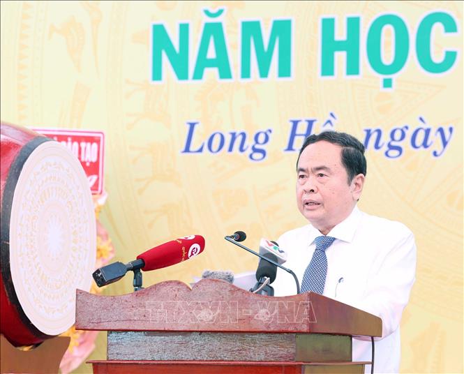Chủ tịch Quốc hội Trần Thanh Mẫn phát biểu tại lễ khai giảng. Ảnh: Thống Nhất - TTXVN