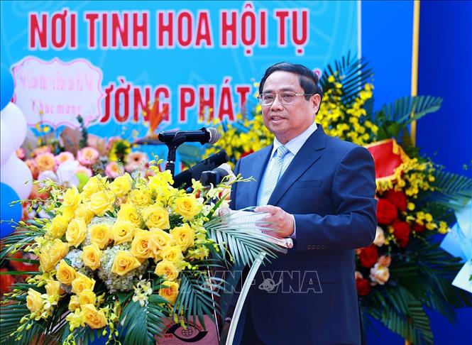Thủ tướng Phạm Minh Chính phát biểu tại lễ khai giảng. Ảnh: Dương Giang-TTXVN