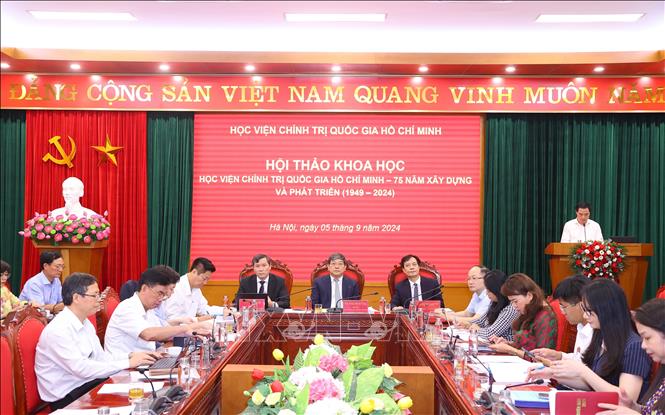 Hội thảo khoa học cấp Bộ với chủ đề: “Học viện Chính trị quốc gia Hồ Chí Minh - 75 năm xây dựng và phát triển (1949 – 2024)”. Ảnh: Văn Điệp – TTXVN
