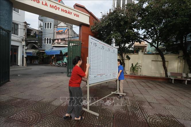 Học sinh trường THCS Quang Trung (quận Ngô Quyền) được nghỉ học thứ Bảy. Ảnh: Minh Quyết - TTXVN