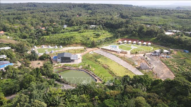 Suối Rao Ecolodge nằm trên một triền đồi thoai thoải với diện tích 5ha, nối liền rừng phòng hộ Xuân Sơn. Ảnh: Huỳnh Sơn-TTXVN