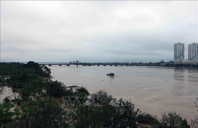 The Red River water level rises rapidly to 9.5m, reaching the first warning level. VNA Photo