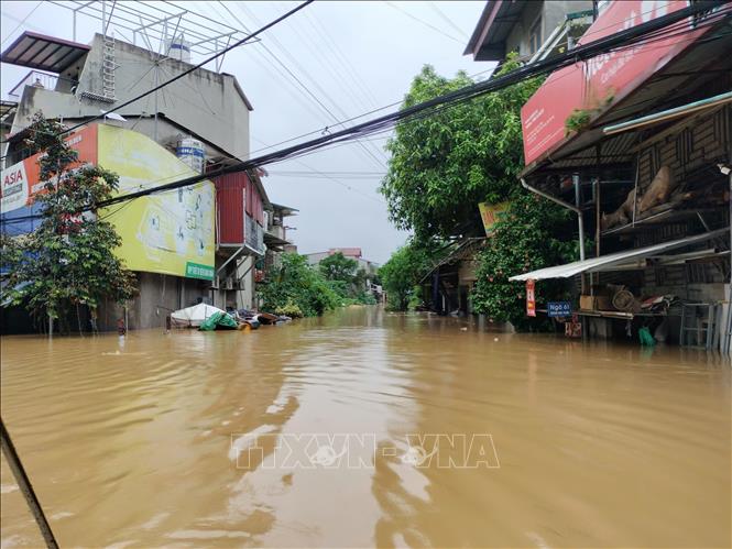 Thành phố Yên Bái chìm trong biển nước, sáng ngày 10/9. Ảnh: Tuấn Anh - TTXVN