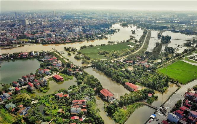 Toàn cảnh Trạm bơm Cống Bún. Ảnh: Danh Lam -TTXVN 