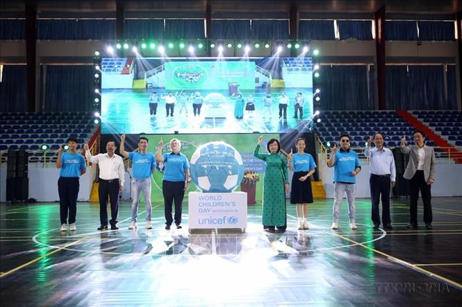 UBND thành phố Đà Nẵng và Quỹ Nhi đồng Liên hợp quốc (UNICEF) Việt Nam tổ chức Lễ kỷ niệm Ngày Trẻ em Thế giới năm 2022, với thông điệp “Đồng đội, đồng lòng vì mọi trẻ em”. Ảnh: Trần Lê Lâm - TTXVN