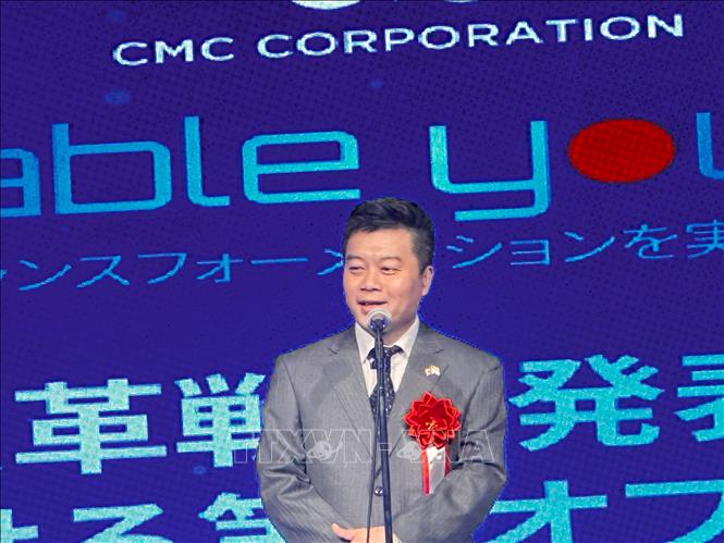 Ông Nguyễn Đức Minh, Đại biện lâm thời Đại sứ Việt Nam tại Nhật Bản, phát biểu lễ khai trương. Ảnh: Nguyễn Tuyến - Pv TTXVN tại Nhật Bản 