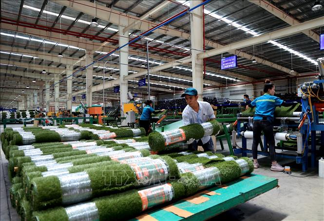 Production of the Chinese-invested CCGrass Vietnam Co. Ltd. at the Phuoc Dong IP in Go Dau district. VNA Photo: Hồng Đạt 