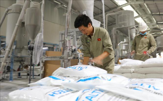 Doanh nghiệp tại các khu công nghiệp đã đi vào hoạt động sản xuất, tuy nhiên còn một số đơn vị thiếu nhân lực do nhiều gia đình người lao động bị ảnh hưởng do bão và đang khắc phục sau bão. Ảnh: Tuấn Anh – TTXVN