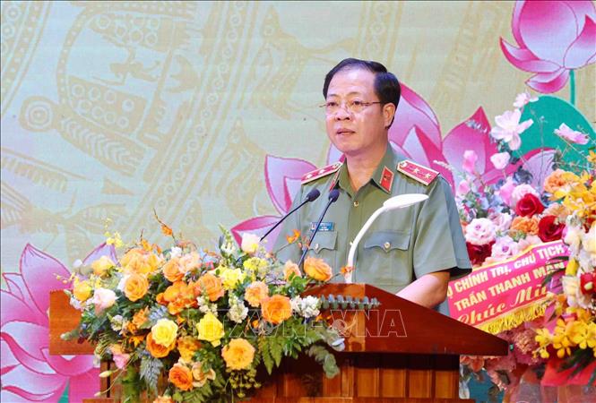 Trung tướng Trần Hải Quân, Tư lệnh Bộ Tư lệnh Cảnh vệ (Bộ Công an) phát biểu. Ảnh: Phạm Kiên - TTXVN