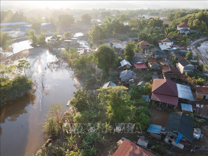 Một góc bản Mai, huyện Luang Namtha, tỉnh Luang Namtha, Bắc Lào sau trận lũ. Ảnh: Đỗ Bá Thành - PV TTXVN tại Lào