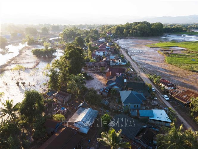 Bản Mai, huyện Luang Namtha, tỉnh Luang Namtha, Bắc Lào sau trận lũ. Ảnh: Đỗ Bá Thành - PV TTXVN tại Lào
