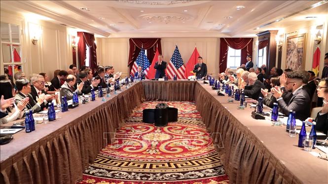 Party General Secretary and State President To Lam meets with leaders of the Communist Party USA, left-wing organisations in the US and friends of Vietnam. VNA Photo: Thanh Tuấn