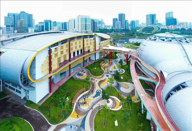 Cung Thiếu nhi sở hữu kiến trúc hiện đại và là dự án trọng điểm của Hà Nội. Ảnh: Minh Đức – TTXVN