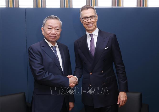 Party General Secretary and State President To Lam meets President of Finland Alexander Stubb. VNA Photo: Lâm Khánh