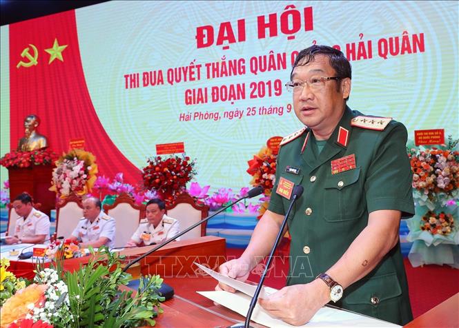 Thượng tướng Phạm Hoài Nam, Ủy viên Trung ương Đảng, Ủy viên Quân ủy Trung ương, Thứ trưởng Bộ Quốc phòng phát biểu chỉ đạo Đại hội. Ảnh: Trọng Đức - TTXVN