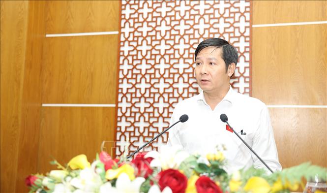 Bí thư Tỉnh ủy, Chủ tịch HĐND tỉnh Tây Ninh Nguyễn Thành Tâm kết luận tại kỳ họp. Ảnh: Thanh Tân - TTXVN