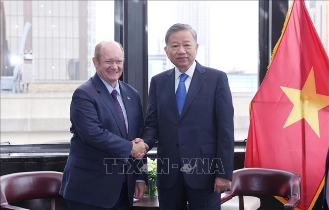 Tổng Bí thư, Chủ tịch nước Tô Lâm tiếp Thượng nghị sĩ Hoa Kỳ Chris Coons. Ảnh: Lâm Khánh - TTXVN