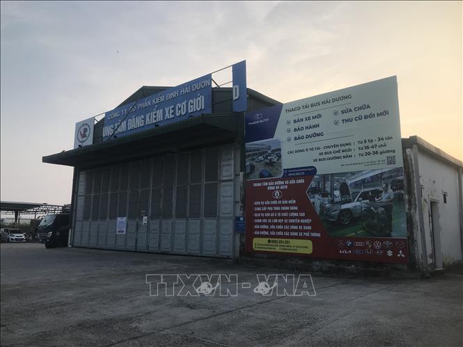 Trung tâm đăng kiểm xe cơ giới 34-05D đóng cửa dừng hoạt động. Ảnh: Tiến Vĩnh – TTXVN