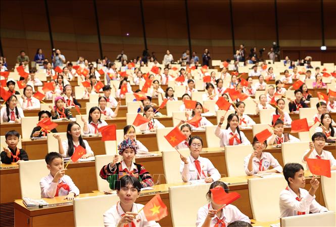 Các đại biểu “Quốc hội trẻ em” tại phiên họp. Ảnh: Thống Nhất-TTXVN