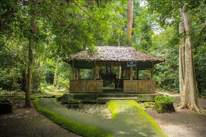 Nhà làm việc của cán bộ lãnh đạo Trung ương Cục miền Nam đặt trong Khu căn cứ được xây dựng giữa rừng nguyên sinh. Ảnh: Giang Phương - TTXVN