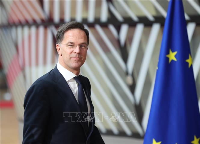 (Tư liệu) Ông Mark Rutte, khi giữ chức Thủ tướng Hà Lan, tới dự Hội nghị thượng đỉnh EU ở Brussels, Bỉ, ngày 21/3/2024. Ảnh: THX/TTXVN 
