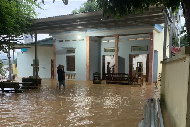 Mưa lớn gây ngập úng 37 nhà dân tại xã Quang Kim, huyện Bát Xát, tỉnh Lào Cai. Ảnh: Hương Thu-TTXVN
