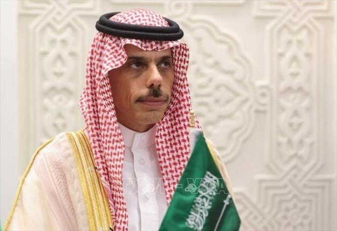 Ngoại trưởng Saudi Arabia Faisal bin Farhan Al Saud trong cuộc họp báo ở Riyadh. Ảnh: REUTERS/TTXVN
