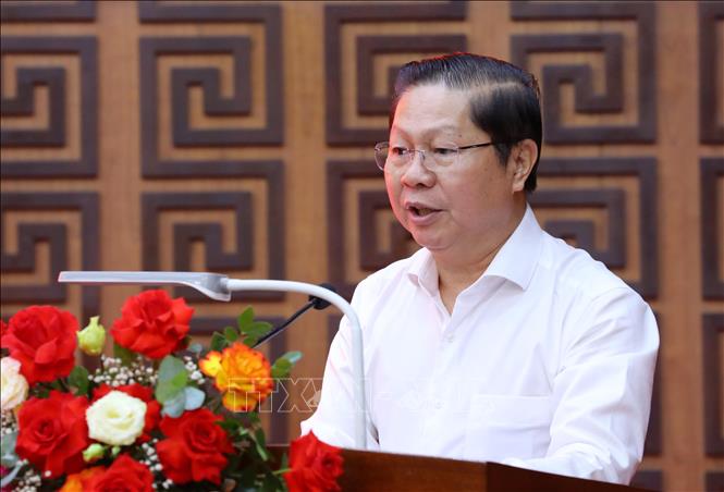 Đồng chí Lê Tấn Dũng, Phó Bí thư Ban cán sự Đảng Bộ Lao động - Thương binh và Xã hội, phát biểu tại Hội nghị. Ảnh: Trung Kiên - TTXVN