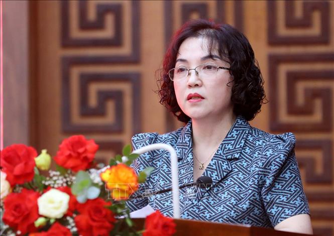 Đồng chí Trần Thị Hiền, Phó Chủ nhiệm Ủy ban kiểm tra Trung ương phát biểu kết luận tại Hội nghị. Ảnh: Trung Kiên - TTXVN