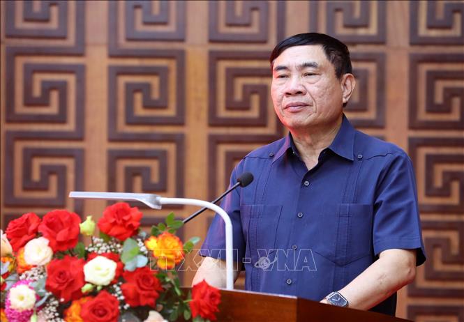Đồng chí Trần Quốc Cường, Ủy viên Trung ương Đảng, Bí thư Tỉnh ủy Điện Biên phát biểu chào mừng Hội nghị. Ảnh: Trung Kiên - TTXVN