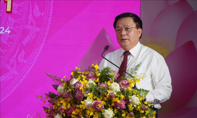 Giáo sư, Tiến sĩ Nguyễn Xuân Thắng, Ủy viên Bộ Chính trị, Giám đốc Học viện Chính trị quốc gia Hồ Chí Minh, Chủ tịch Hội đồng Lý luận Trung ương phát biểu. Ảnh: Nhựt An - TTXVN