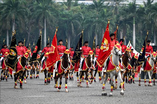 Binh sĩ Indonesia tại lễ tổng duyệt diễu binh kỷ niệm 79 năm ngày thành lập Quân đội Indonesia (TNI) ở Jakarta, ngày 3/10/2024. Ảnh: THX/TTXVN
